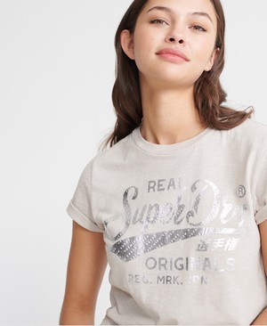 Superdry Real Originals Text Infill Női Pólók Titán | VAKFR3685